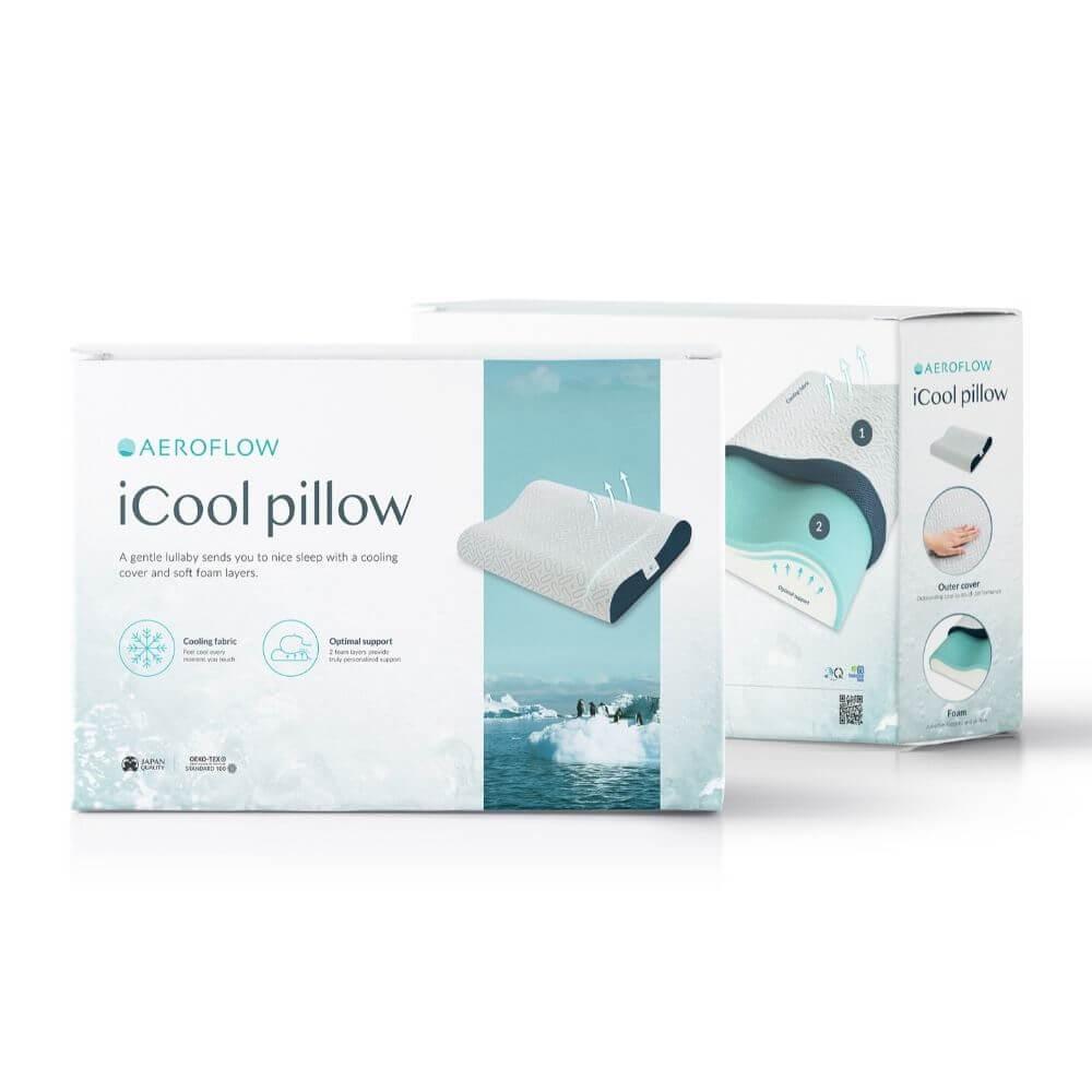 Gối cao cấp làm mát Nhật Bản Memory Foam Aeroflow iCool 40x60cm giúp ngủ sâu, giảm đau cổ vai gáy, phù hợp với mọi tư thế nằm