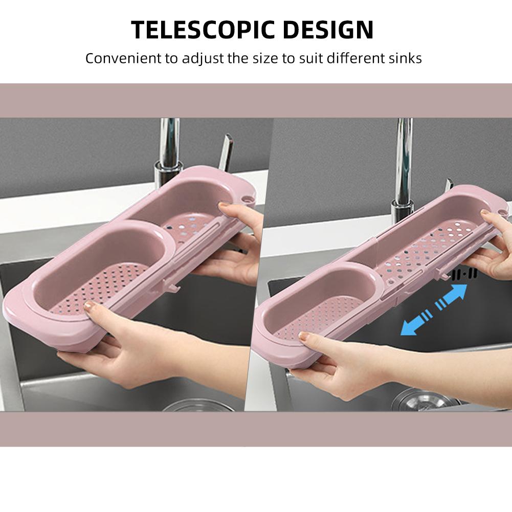 Kitchen Retractable Sink Drain Basket Dish Rack Sink Filter Water Basket Fruit Vegetable Tableware Dish Drain Basket