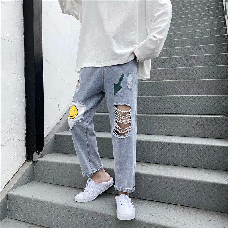 Quần Jean Ống Rộng Phong Cách Hàn Quốc Năng Động Trẻ Trung Dành Cho Nam
