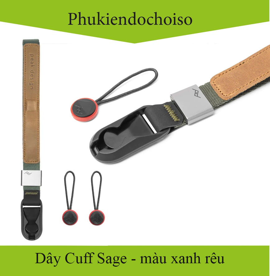 Dây máy ảnh Peak Design Cuff Wrist Strap Sage (màu xanh rêu), Hàng chính hãng