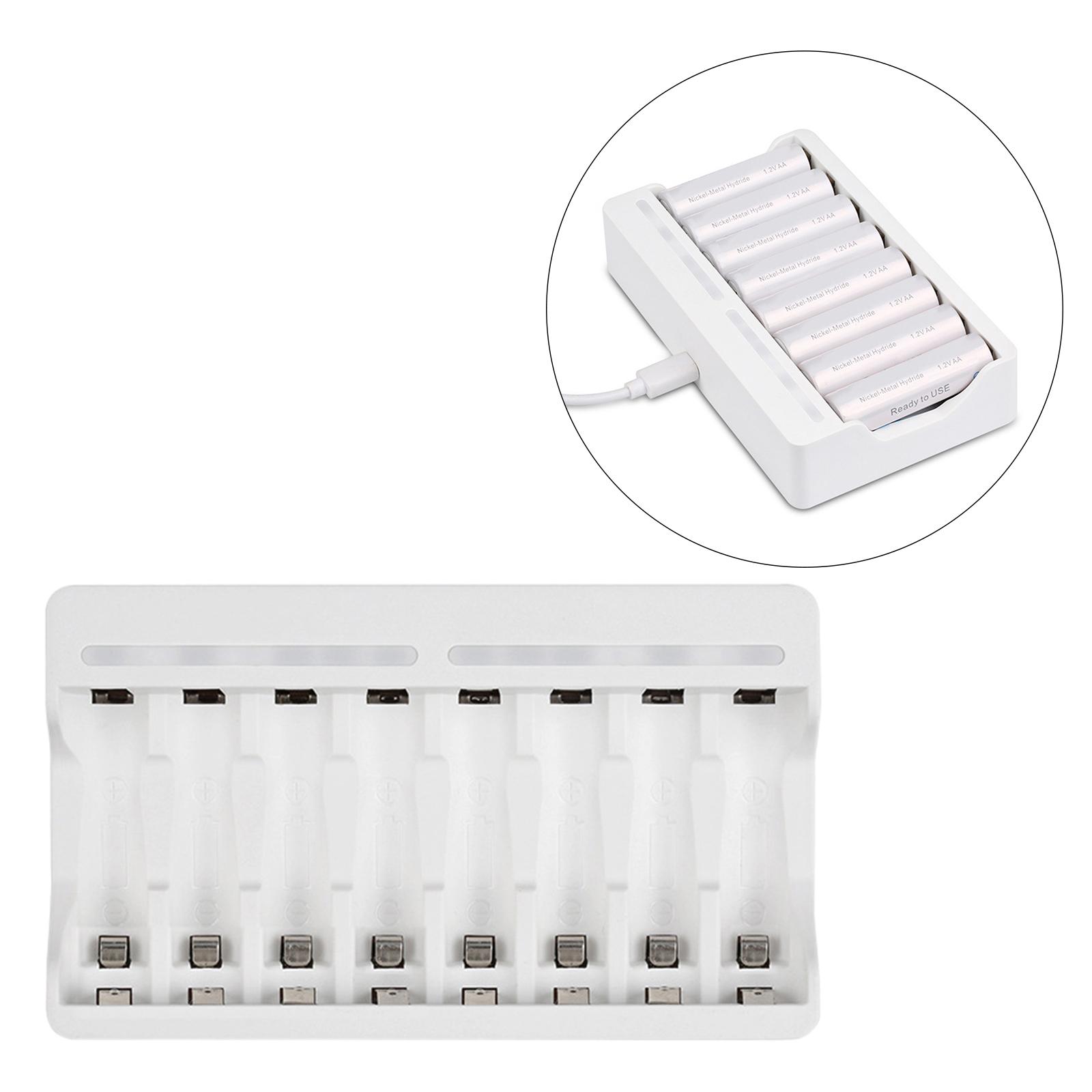 AA AAA Micro USB Charger, 8 Slots for NiMH Batteries, Fast Charging