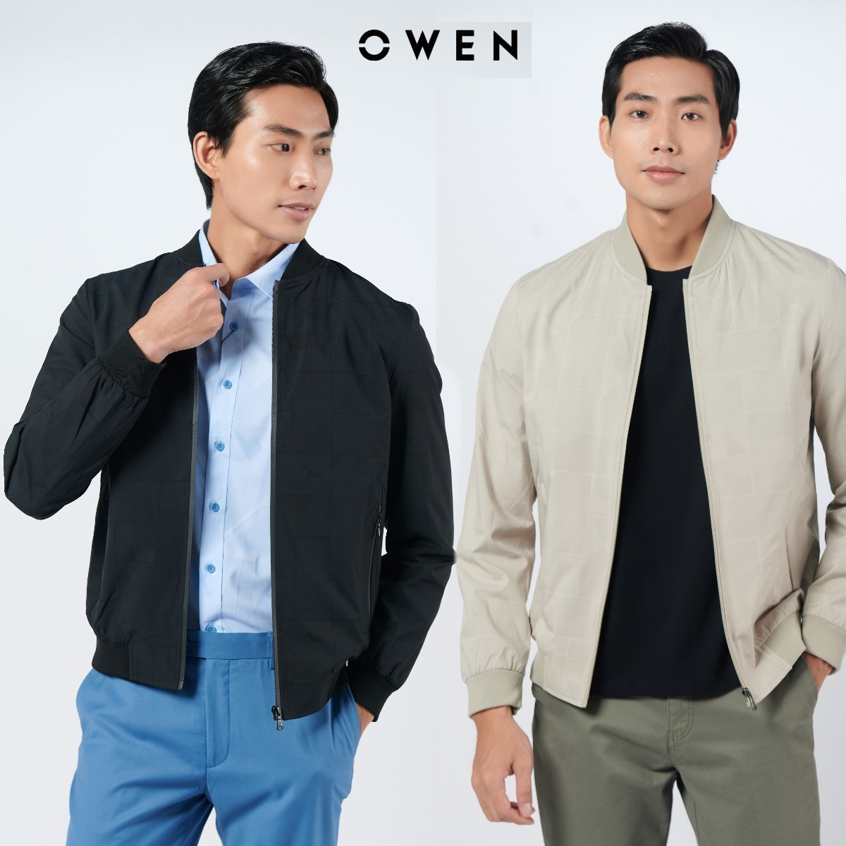 OWEN - Áo khoác gió nam 2 lớp cổ bomber - Áo khoác gió thể thao JK220717 JK220718