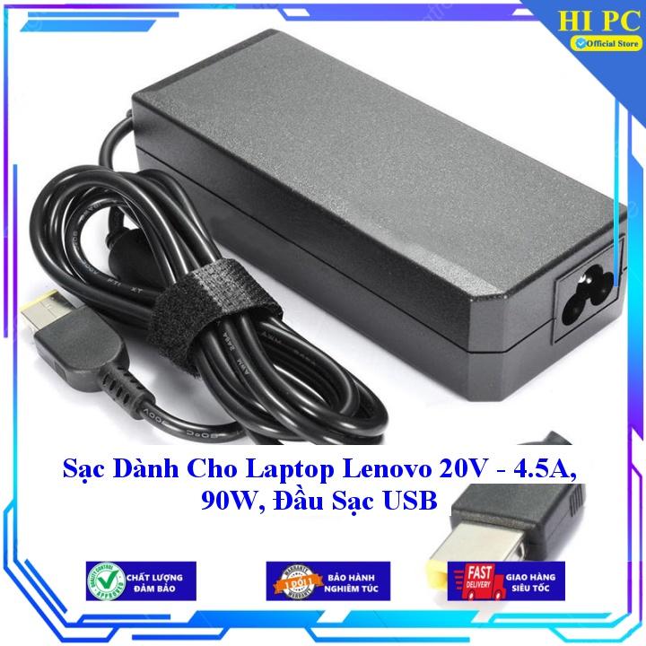 Sạc Dành Cho Laptop Lenovo 20V - 4.5A 90W Đầu Sạc USB - Kèm Dây nguồn - Hàng Nhập Khẩu
