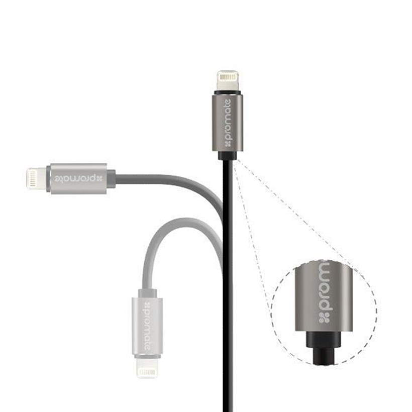 Cáp Chuyển Promate LinkMate-LTC USB Type-C Sang Apple Lightning 1.2m Cho iOS Và Android - Đen - Hàng Chính Hãng