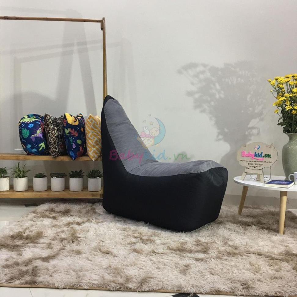 Ghế xốp sofa nhọn, size 60x80cm, có xốp, da lộn xám đen