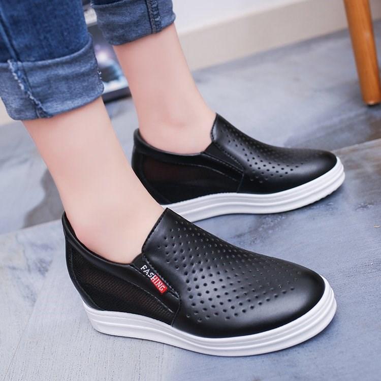 Giày Sneaker Nữ Độn Đế 6cm  Da PUMã H35 (form nhỏ hơn giày thường 1 size