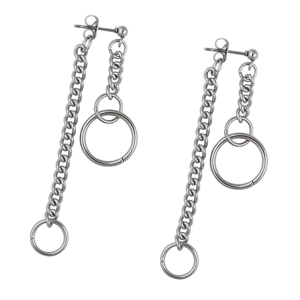 1 Pair Long Chain Tassel Hoop Drop Dangle Color Ear Stud Earrings
