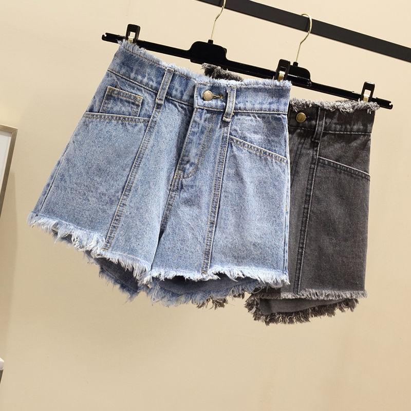 Quần Short Denim Lưng Cao Ống Rộng Size Lớn Thời Trang Hàn Quốc Cho Nữ 200