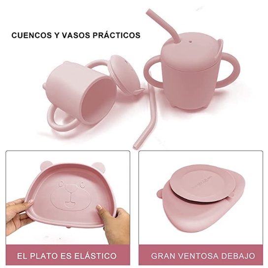 Bộ Set 6 Dụng Cụ Ăn Dặm cho Bé Mama Bear Silicon Cao Cấp Tiêu Chuẩn Châu Âu BPA FREE