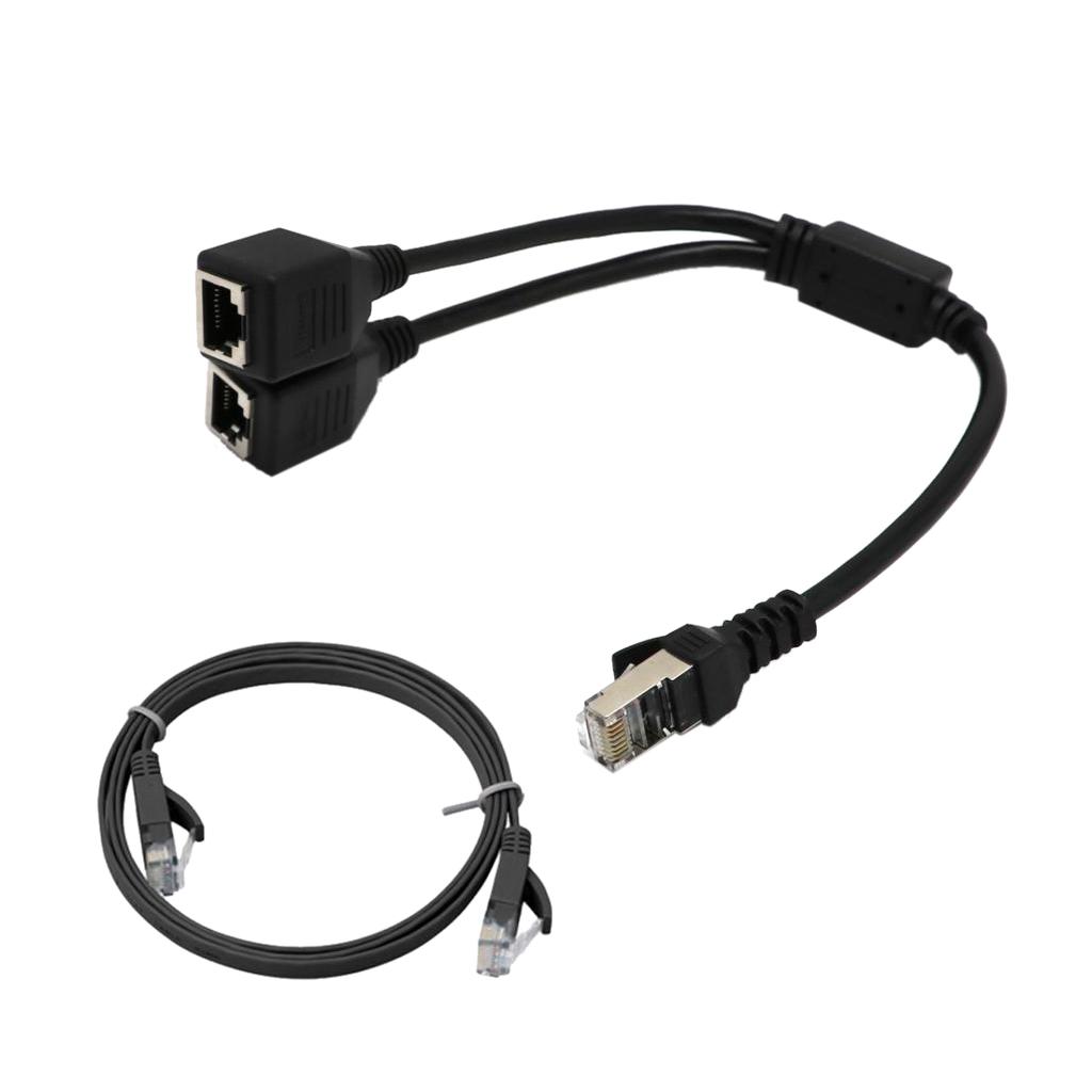 RJ45 Network Y Splitter Adapter, 1 RJ45 Female to 2 RJ45 Female Network Splitter Adapter, LAN Connector, Suitable for Super Category 5 6 Ethernet