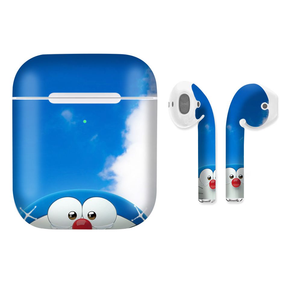 Miếng dán skin chống bẩn cho tai nghe AirPods in hình Doremon - Dor040 (bản không dây 1 và 2