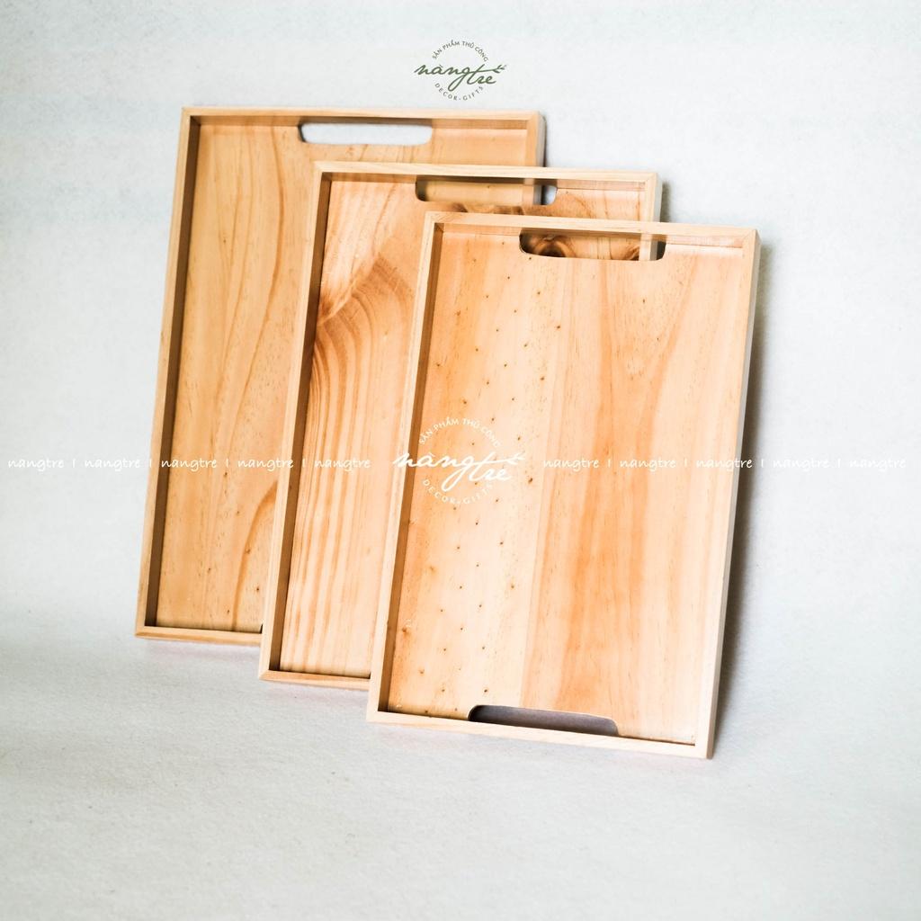 Khay gỗ hiện đại, Khay chữ nhật tay cầm trong