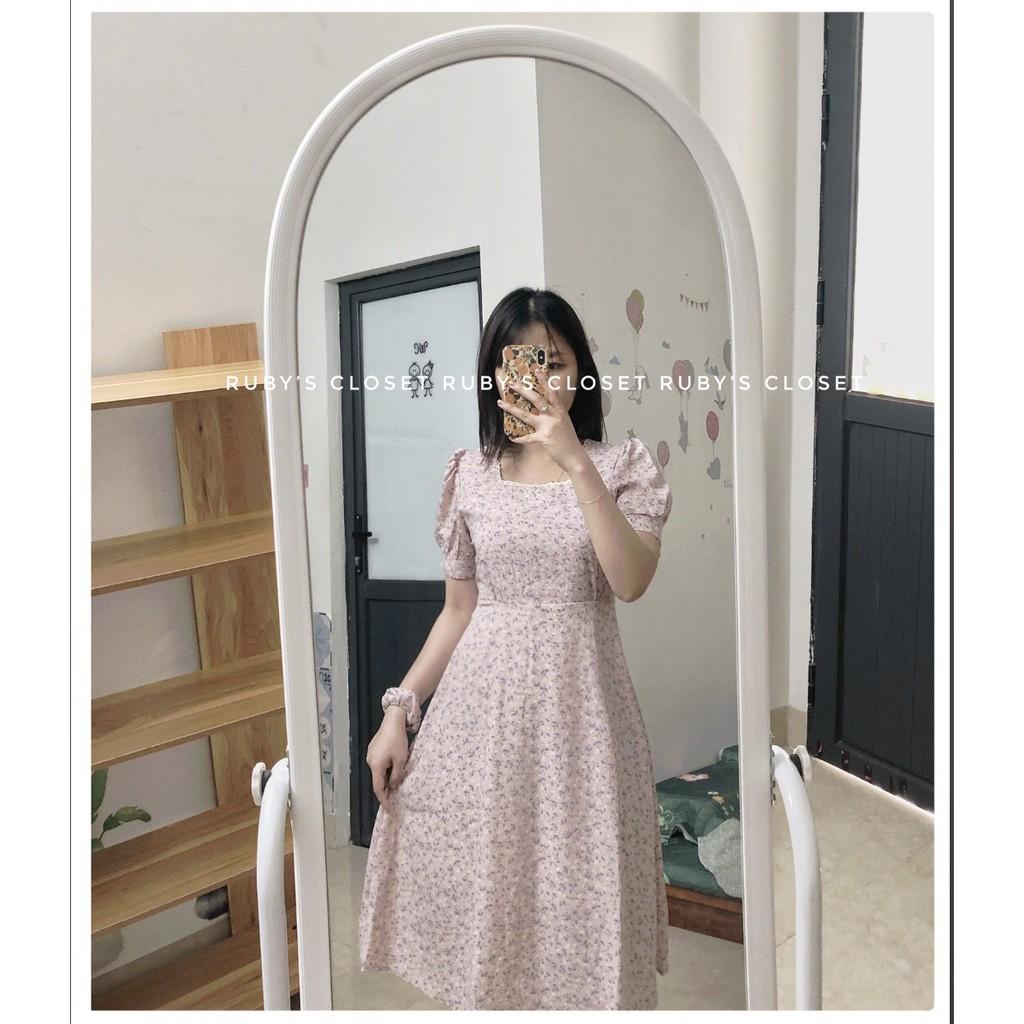 Đầm vintage hoa nhí - Váy hoa nhí vintage tiểu thư cổ ren kèm chun