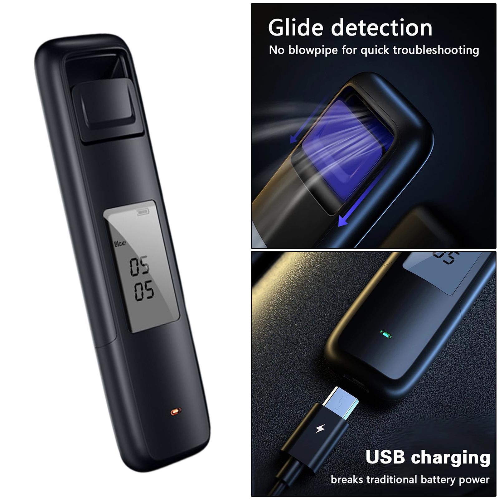 LCD Display Digital Alcohol Tester Breathalyser Breath Analyzer Black Edge