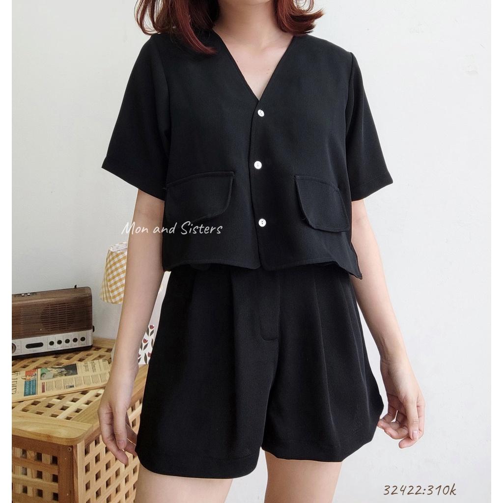 Set áo túi giả + quần short -- 32422