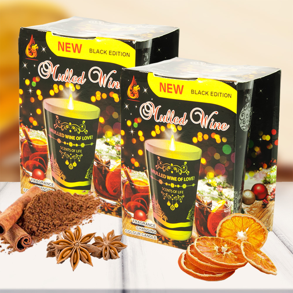 Combo 2 ly nến thơm đổi màu Golden nhập khẩu Châu Âu Mulled Wine 140g - cam, quế, hồi