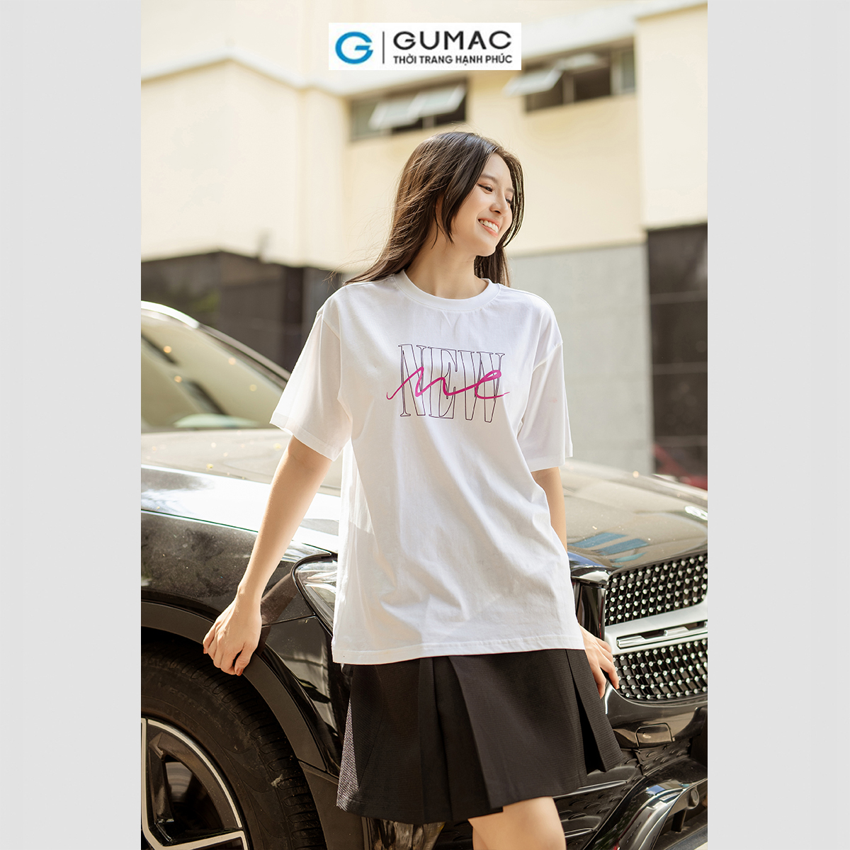 Áo thun nữ in chữ trẻ trung thời trang GUMAC ATD06083
