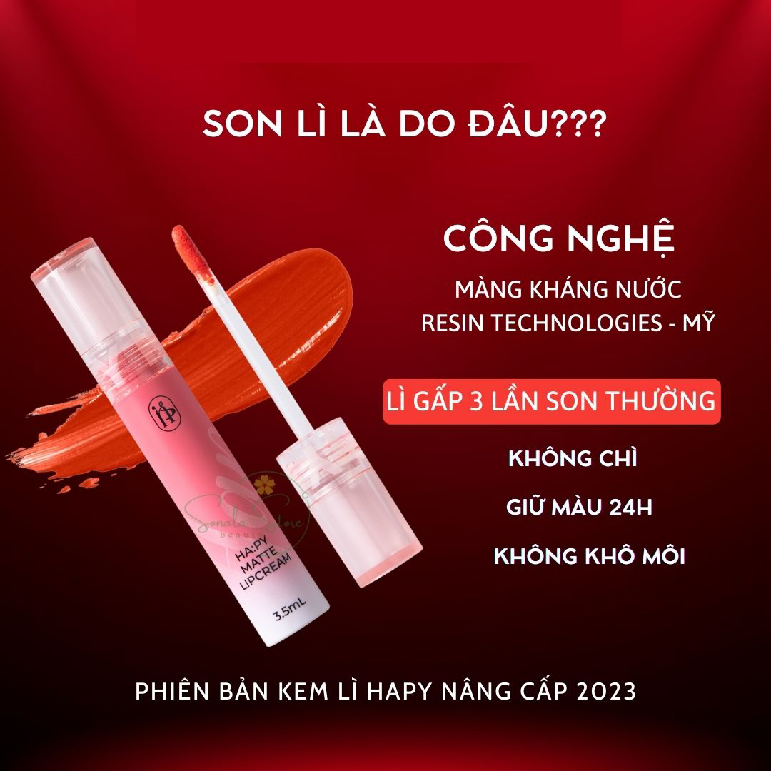 Son Kem Lì Kháng Nước Cao Cấp Hapy MiniGarden Matte Lipcream 3.5ml mềm mịn chống nước không trôi Không lem dính khẩu trang