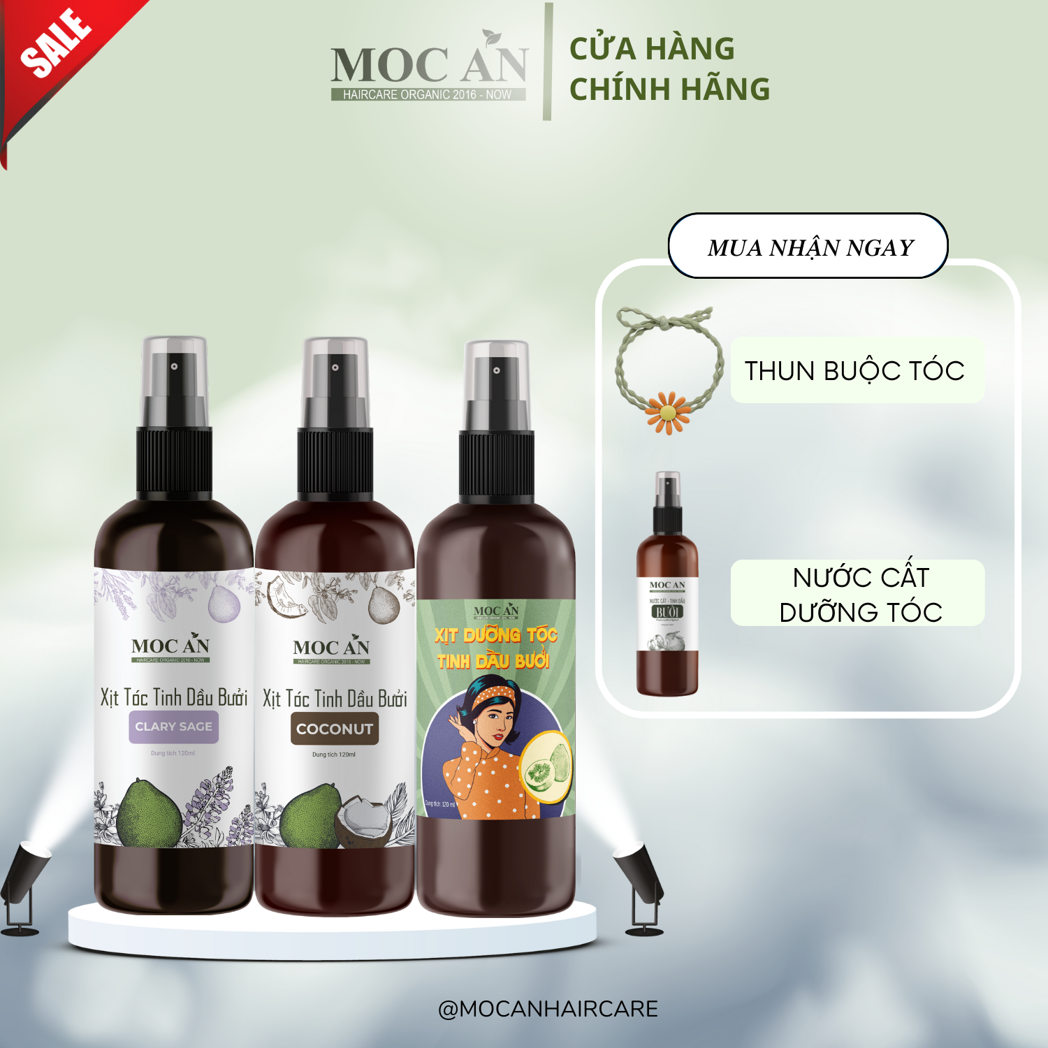 CB06. Combo Xịt Bưởi Tinh Dầu Lavender ( Oải Hương ) 120ml & Xịt Bưởi Tinh Dầu Mandarin ( Vỏ Quýt ) 120ml & Xịt Bưởi Clary Sage ( Xô Thơm ) 120ml Mộc Ân Haircare hỗ trợ kích mọc, giảm rụng, khô tóc, dưỡng ẩm và giảm mụn trên da đầu