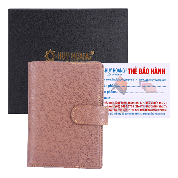 HJ9107-08-09 - Ví đựng Passport Huy Hoàng bấm nút màu da, đen, nâu