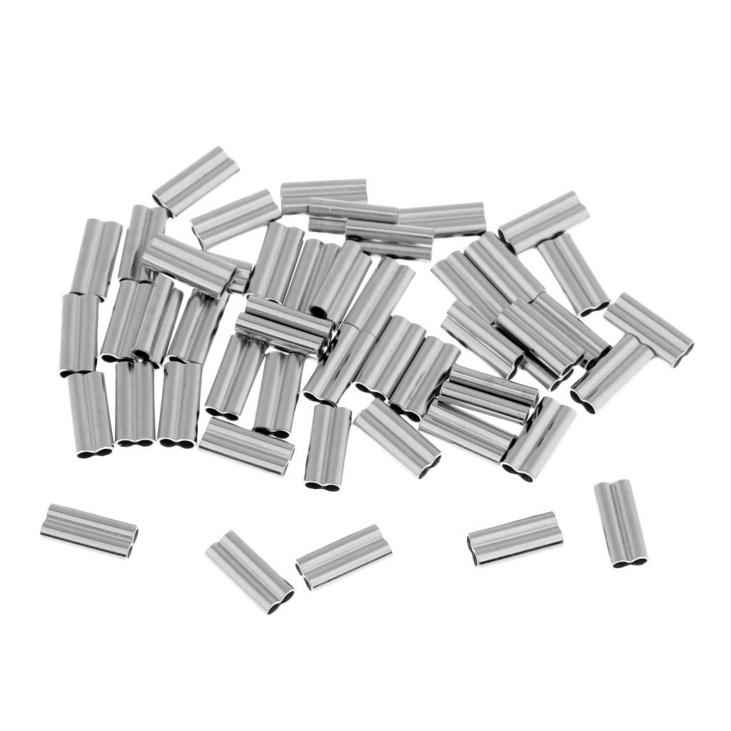 50pcs Copper Fishing Double Barrel Crimp Sleeves Carp Fishing Accessories High Strength Corrosion Resistant