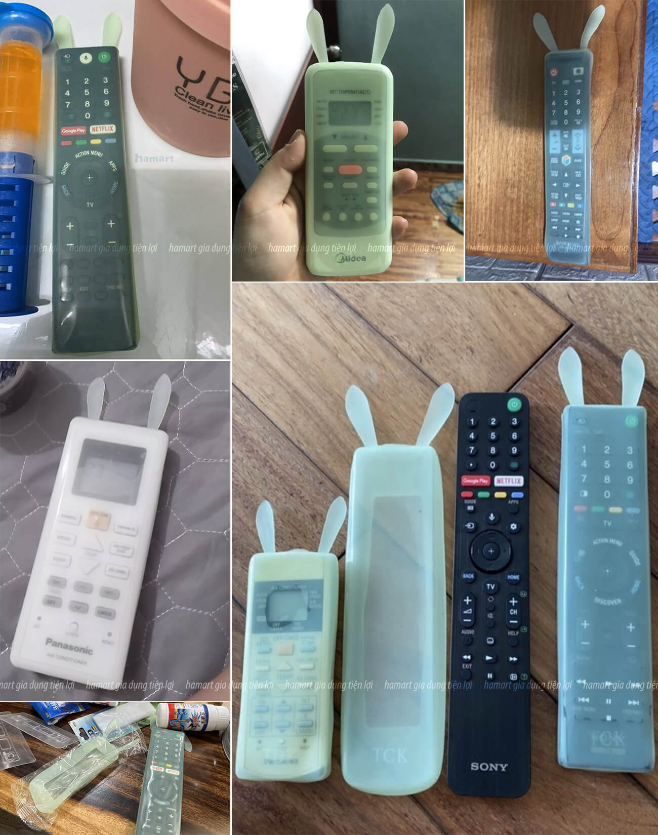 Vỏ Bọc Điều Khiển TV Remote Điều Hoà Silicone Tai Thỏ Dạ Quang Phát Sáng Chống Thấm Nước Bụi Bẩn - Hàng Nhập Khẩu