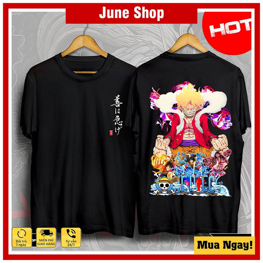 Áo thun Luffy Gear 5, Áo One Piece mẫu mới siêu độc màu đen, trắng cộc tay cực chất