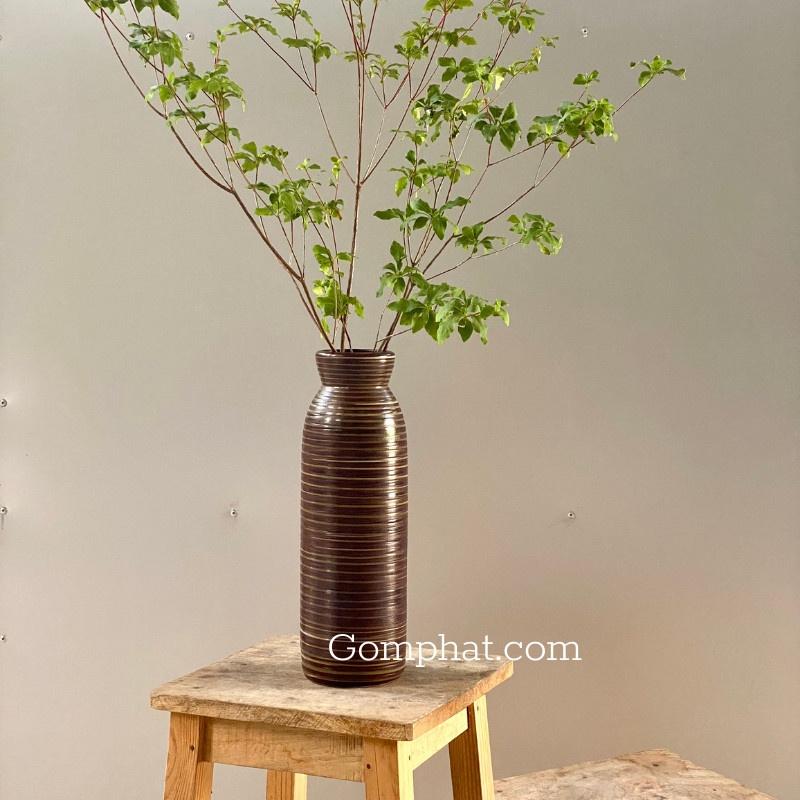 Bình Hoa Gốm Sứ Bát Tràng- Bình cắm hoa phong cách Nhật Bản cao 35cm đùng trang trí, decor nhà cửa