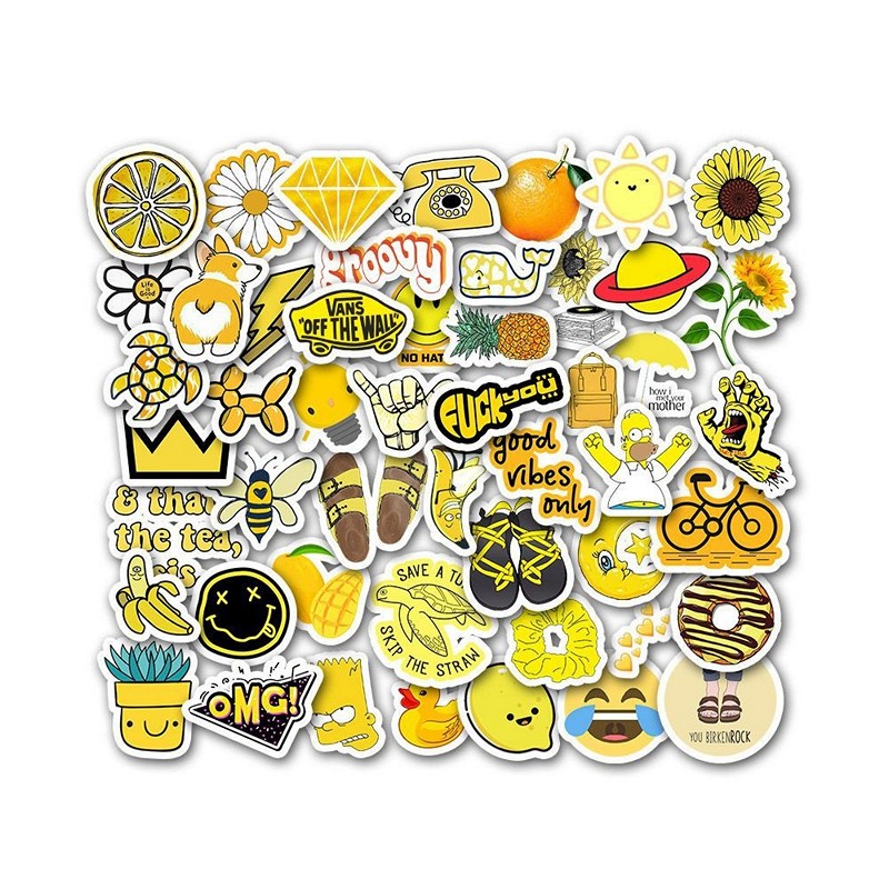 Bộ 50 miếng Sticker hình dán Yellow Stub