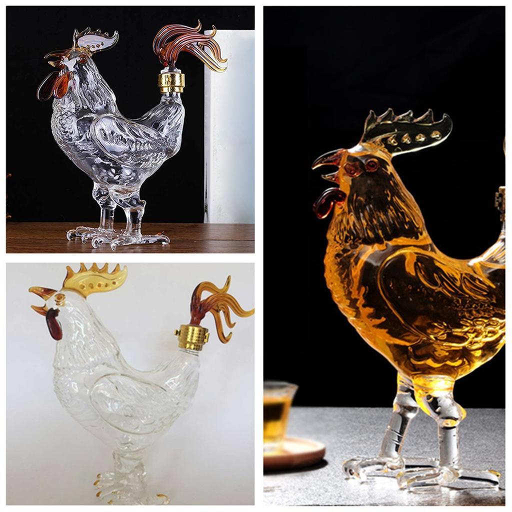 Rooster Shape Liquor Decanters Unique Free Glass Transparent for Gifts Bar
