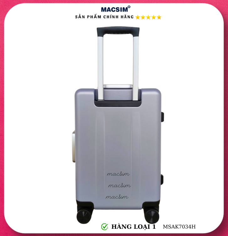 Vali cao cấp Macsim Aksen hàng loại 1 MSAK7034H cỡ 20 inch - màu ghi
