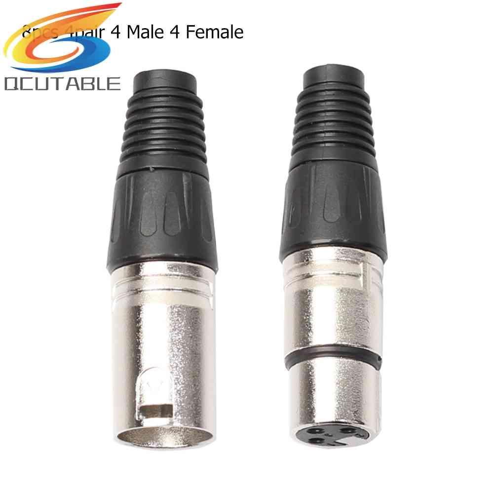 Set 8 Đầu Nối Dây Cáp Âm Thanh Micro 4 Male 4 Female XLR 3Pin