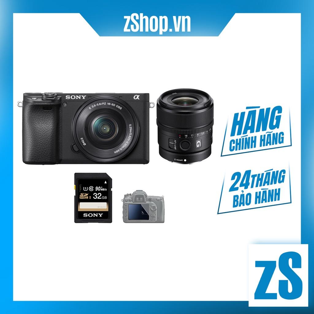 Máy ảnh Sony A6400 + E 15mm f/1.4 G (Hàng Chính Hãng