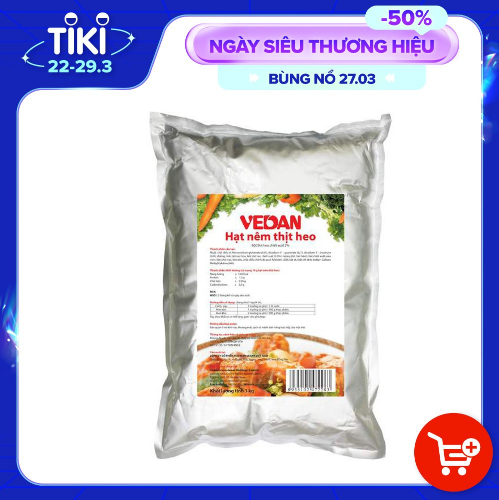 Hạt nêm thịt heo Vedan gói 3kg