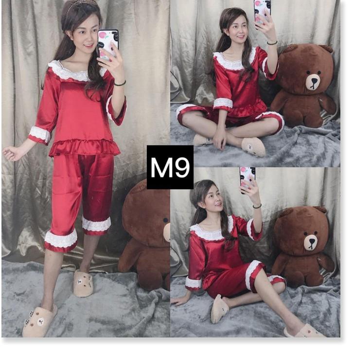 Set Đồ Bộ Ngủ Nữ Pijama Phi Lụa Phối Ren Tiểu Thư Cực Đáng Yêu _ Kèm Hình Thật