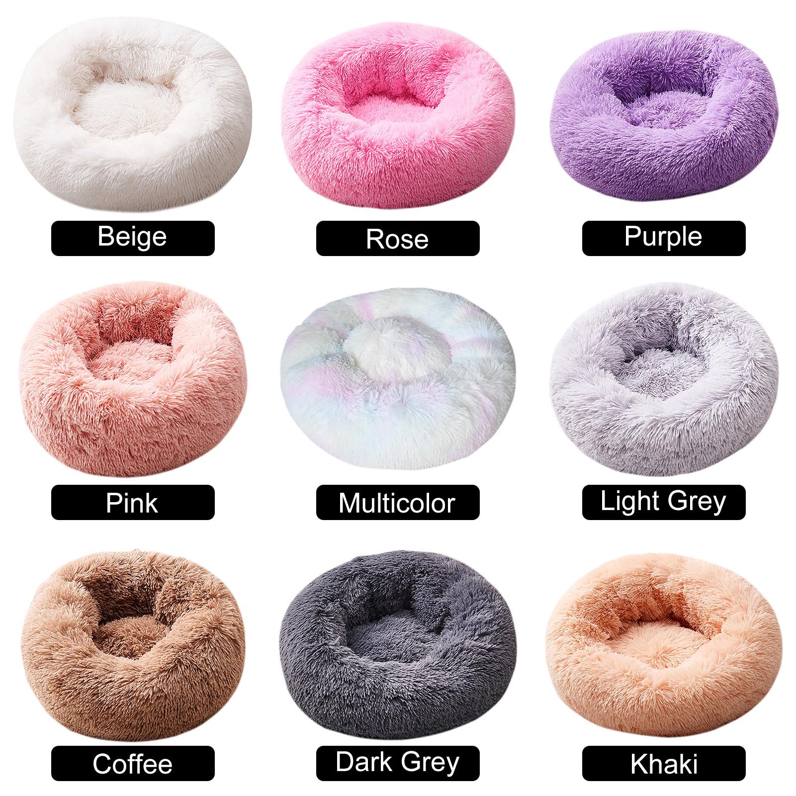 Giường cho thú cưng, thiết kế tròn mềm mại với lớp hoàn thiện giả lông và đáy chống trượt
