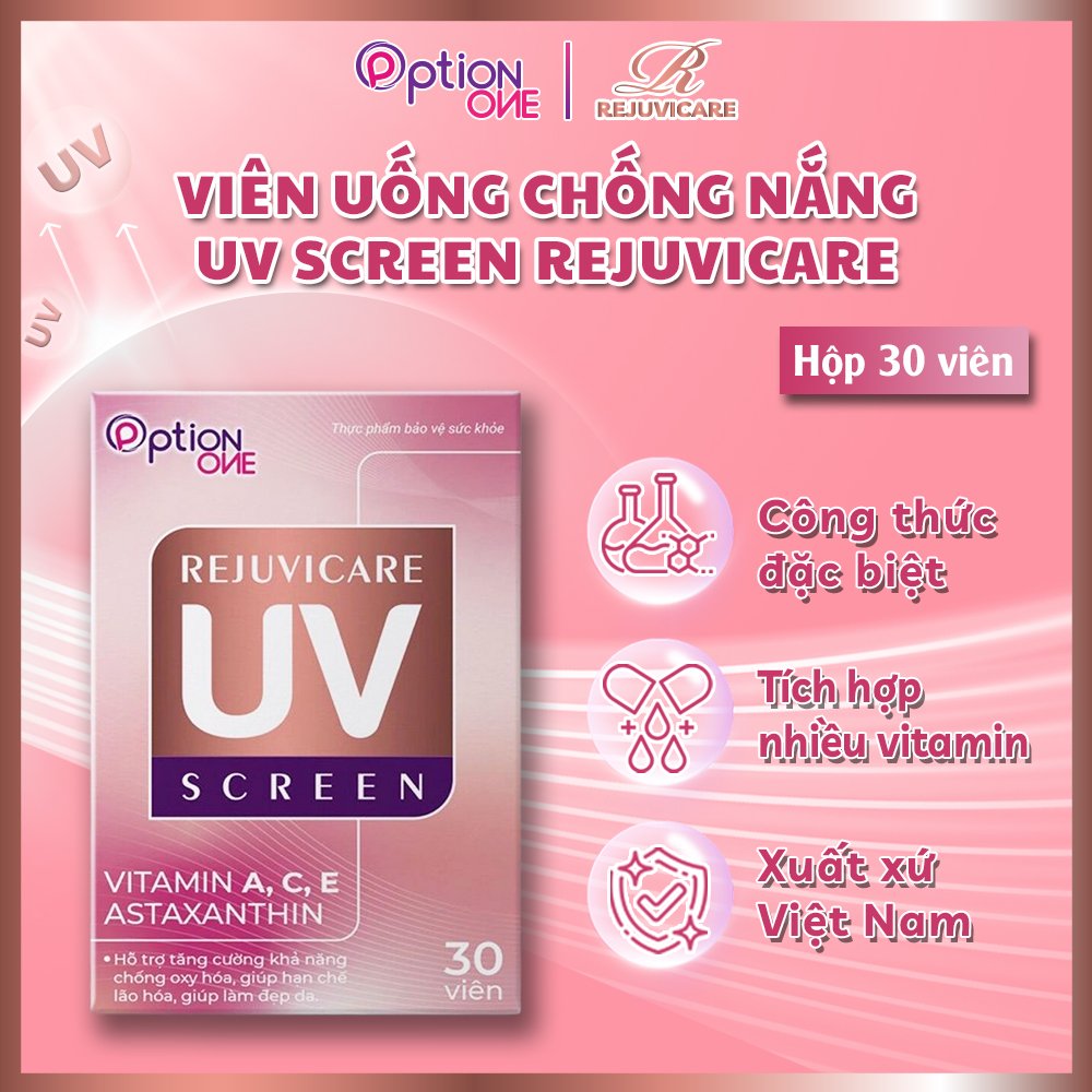 [COMBO 2 HỘP] Viên uống Glowy Rejuvicare trắng da 30 viên - UV Screen Rejuvicare chống nắng 30 viên