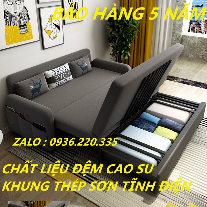 Giường Đa Năng Nệm Bọt Biển Tự Nhiên 1m91 x 1m60 Khung Thép Chịu Lực Kèm Ngăn Chứa Đồ Tiện Ích Giường Gấp Gọn Thành Ghế Sofa Giường Sofa Gấp Gọn