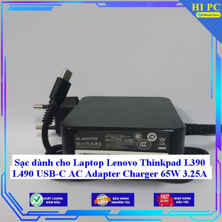 Sạc dành cho Laptop Lenovo Thinkpad L390 L490 USB-C AC Adapter Charger 65W 3.25A - Kèm Dây nguồn - Hàng Nhập Khẩu
