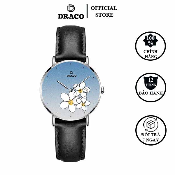 Đồng Hồ Nữ Sang Trọng DRACO D22-STN01 “Flower Garden” Xanh Da Đen