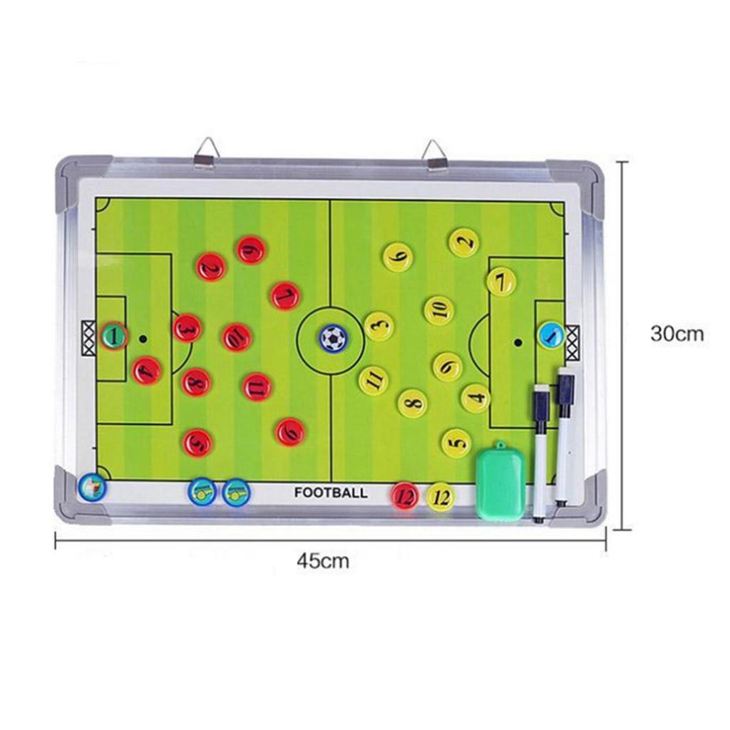 Magnetic Soccer Coaching Board, Football Strategy Teaching Clipboard with Dry Erase and Marker Pen + Lanyard Coaches Whistle