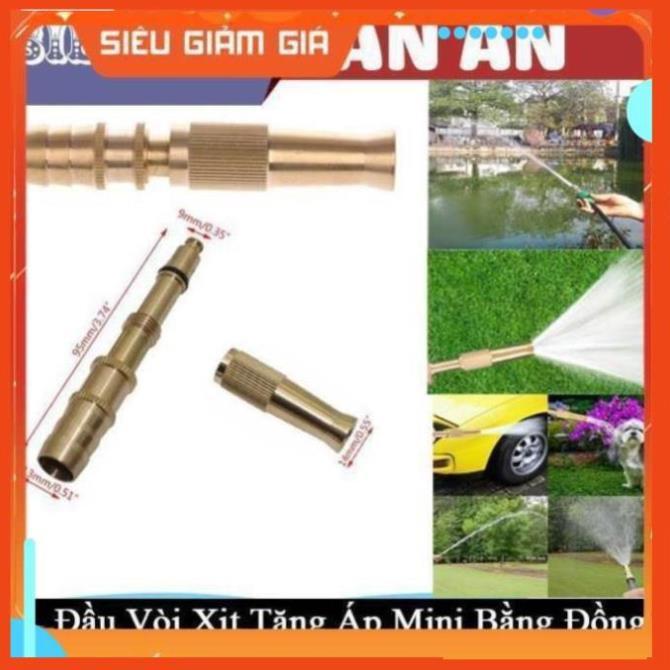 Đầu vòi xịt tăng áp mini Đầu vòi tăng áp đa năng bằng đồng tưới cây rửa xe cực mạnh 206587 tặng đai