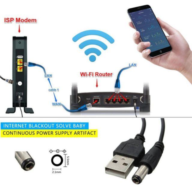 Hót Dây Cáp Chuyển Đổi cao cấp 5V USB sang 12V (Mất điện vẫn có Mạng &amp; WiFi)