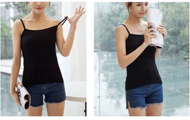 ÁO 2 DÂY TRƠN BASIC THỜI TRANG HÀN QUỐC , ÁO 2 DÂY TRƠN BODY MÀU ĐEN HAINT BOUTIQUE