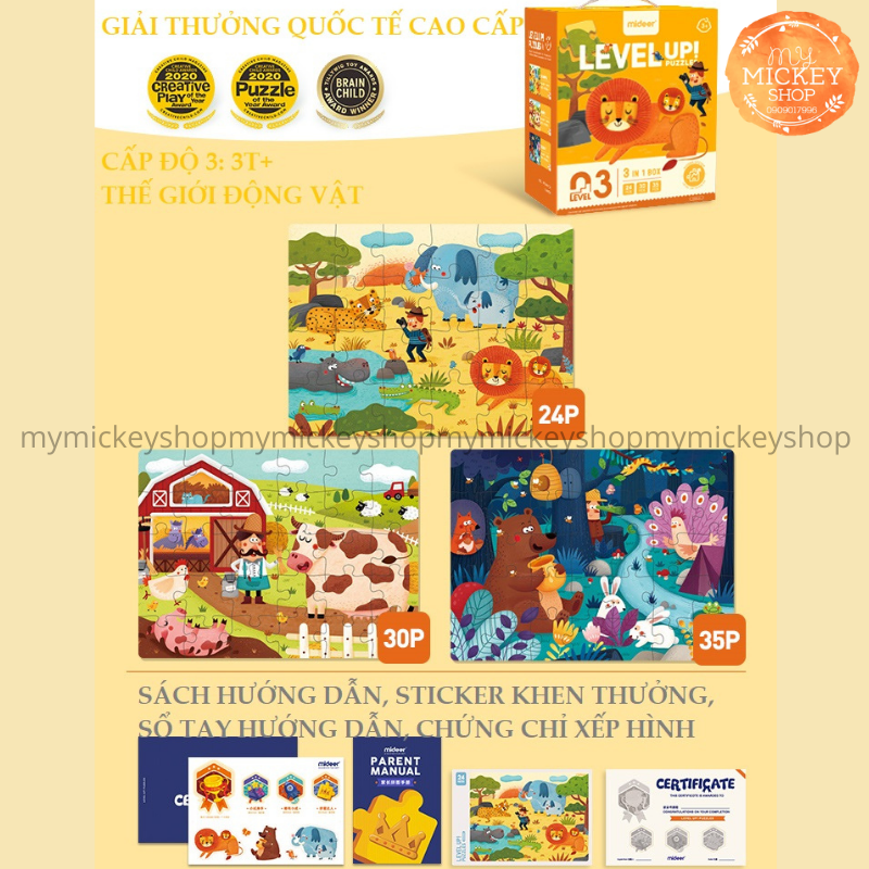 BỘ XẾP HÌNH 7 CẤP ĐỘ TỪ DỄ ĐẾN KHÓ THEO LỨA TUỔI - HÃNG MIDEER 7 ADVANCED LEVELS PUZZLE mẫu mới 2021