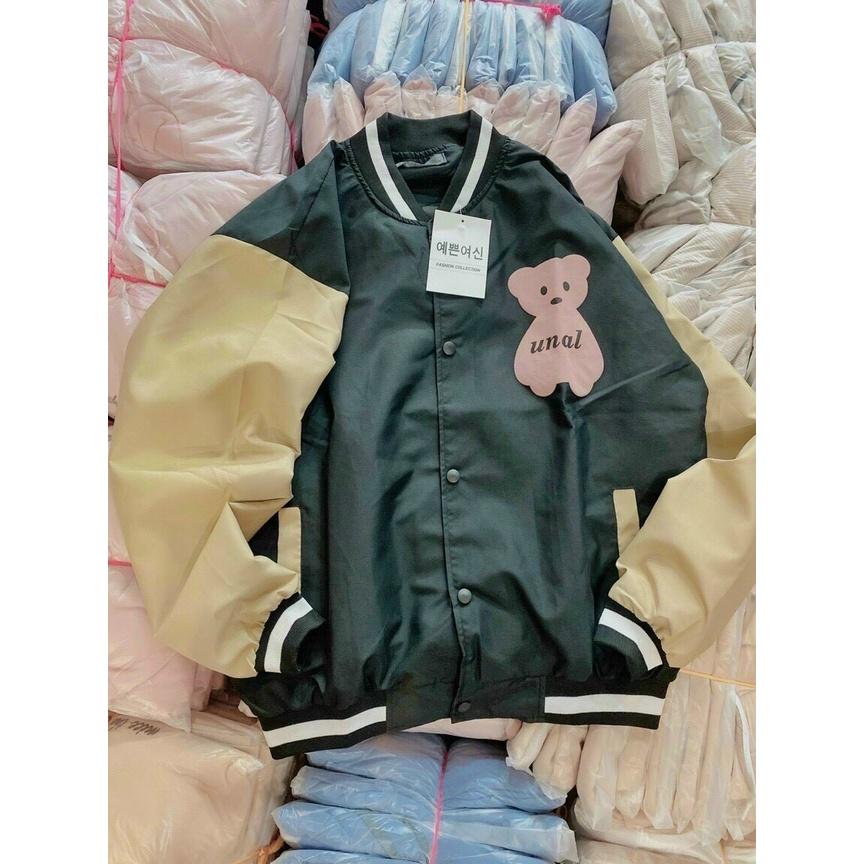 Áo Khoác Dù Bomber Chất Mero Thêu Gấu Dễ Thương, dù 2 lớp mềm mịn chống nắng đi mưa tiện lợi, màu sắc hài hòa