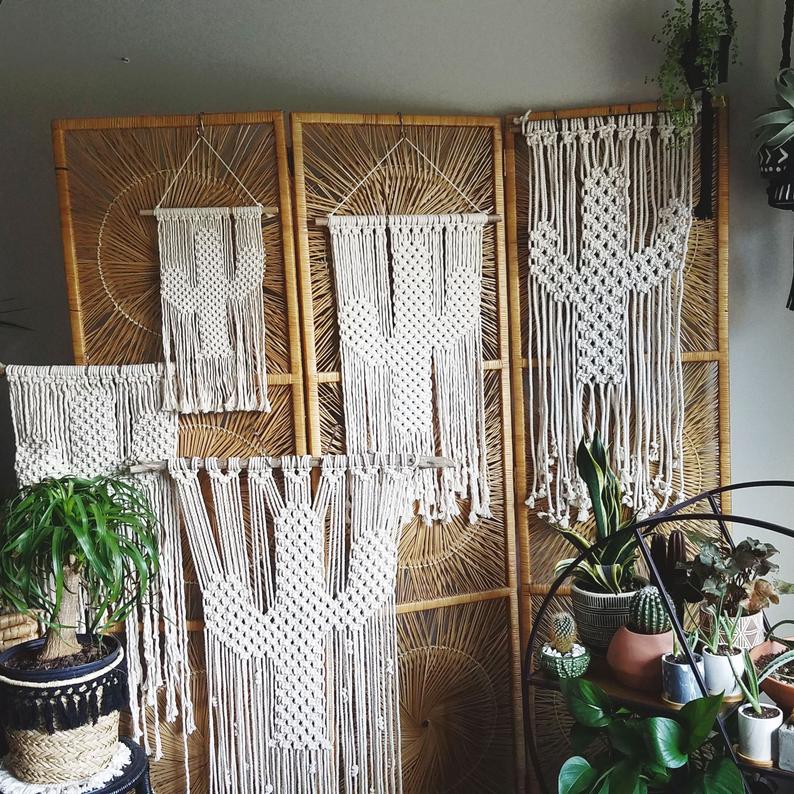 Thảm Xương Rồng Trang Trí Tường Macrame - Sản Phẩm Handmade Nghệ Thuật, Dùng Treo Tường Decor, Làm Quà Tặng, Trang Trí Phòng Ngủ, Phòng Khách