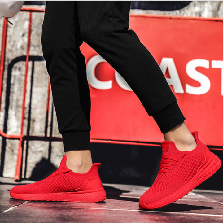 Giày thể thao nam sneaker  màu đỏ chính hãng thương hiệu ZAVAS đế êm và nhẹ bằng lưới thoáng khí - S239