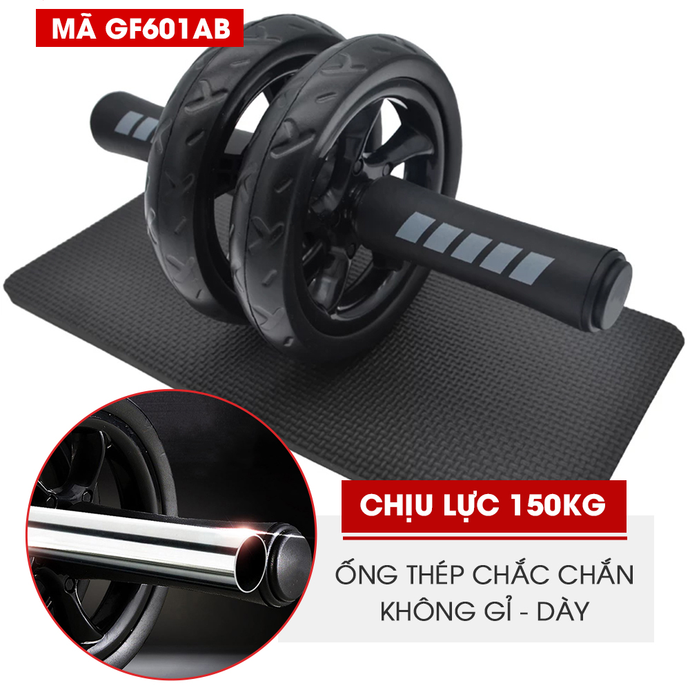 Con lăn tập bụng chịu tải 200kg tập thể dục tại nhà, phòng gym chính hãng Goodfit GF60XAB