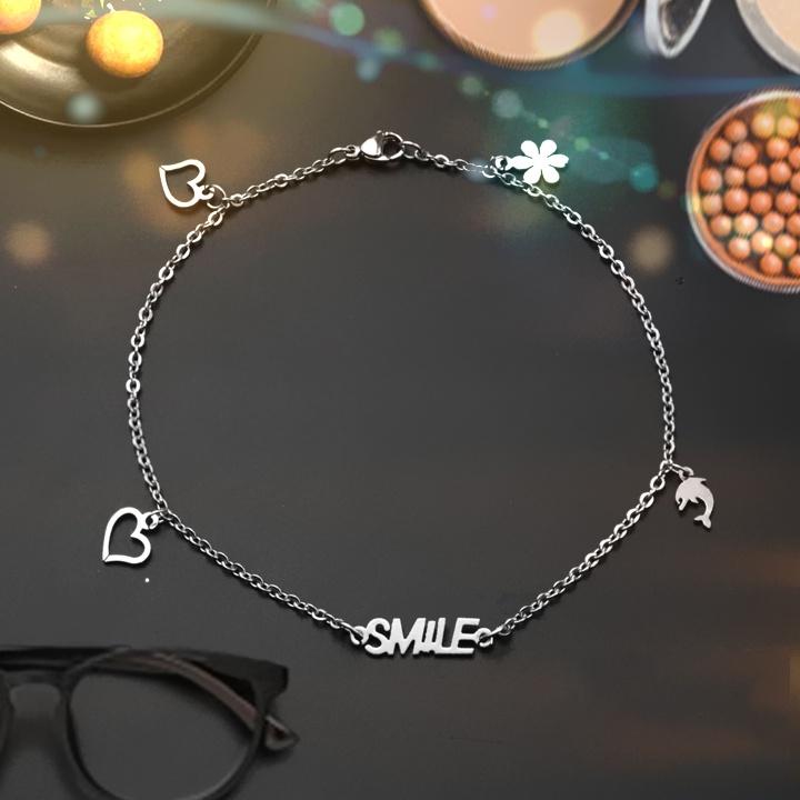 VÒNG, LẮC CHÂN CHỮ SMILE INOX.